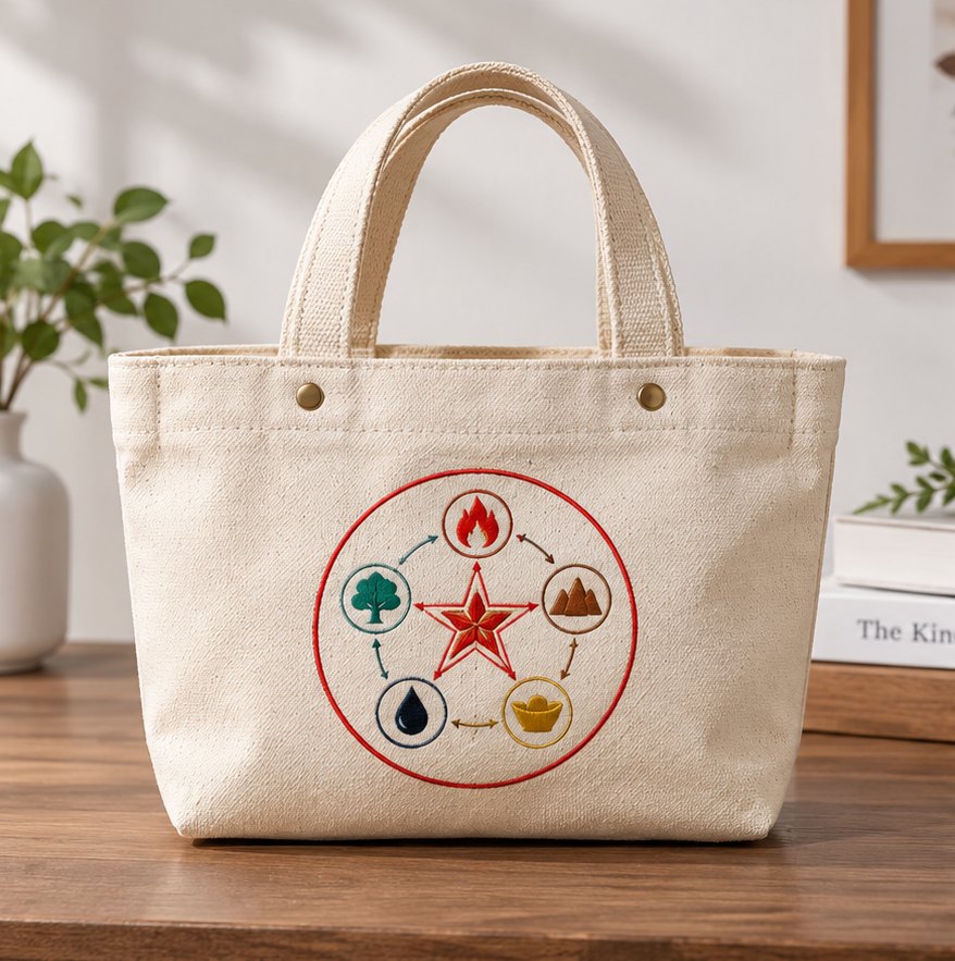 Embroidered Canvas Mini Tote — Five Elements